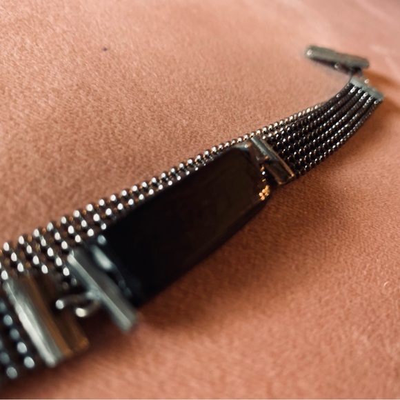 ANNE-MARIE CHAGNON - designer bracelet mixed medium with black glass bead metal - Picture 4 of 11